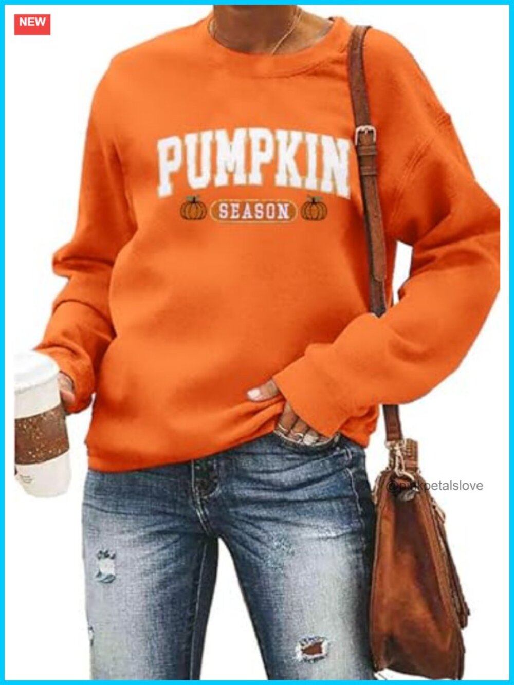 Pumpkin Season Fall Crewneck Sweatshirt Loose Fit Cotton Blend Pullover